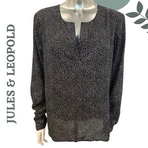 🛍️3/$40 Jules & Leopold Long Sleeve Polka Dot Black White Blouse Medium